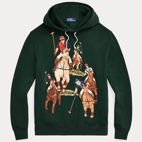 NEW Polo Ralph Lauren Green Five 5 Horsemen Pullover Hoodie Size XL - Picture 1 of 1